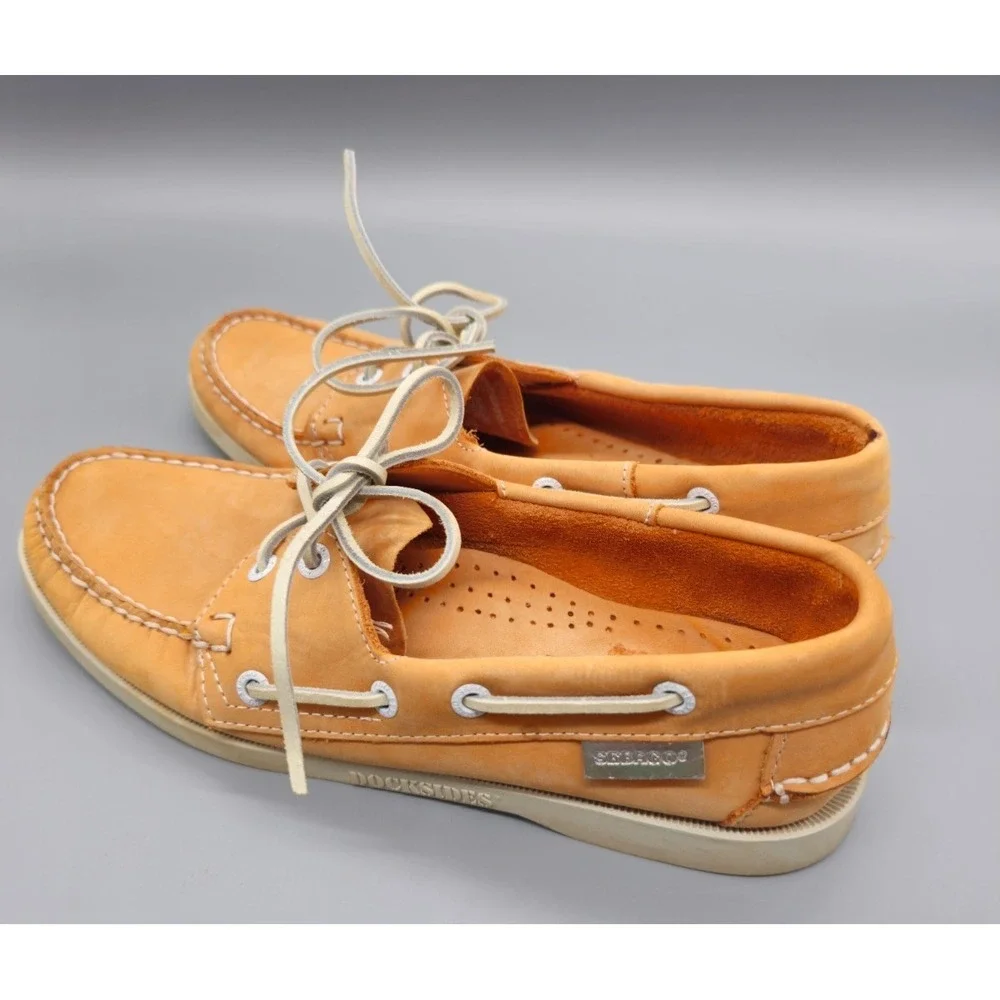 Sebago Dockside Boat Mocs Womens 9 M Orange Leather Loafer Shoes Anniversary Ed.